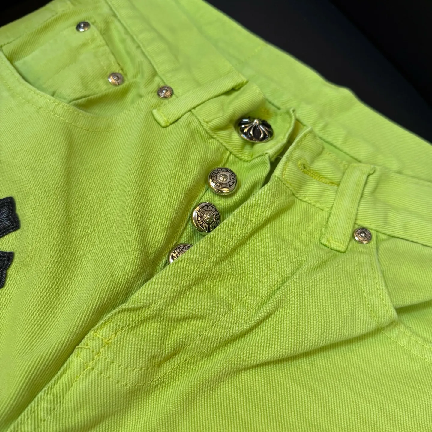 P280 Style number: D331 Chrome Hearts CH limited green leather jeans Color: Green Size: S M L